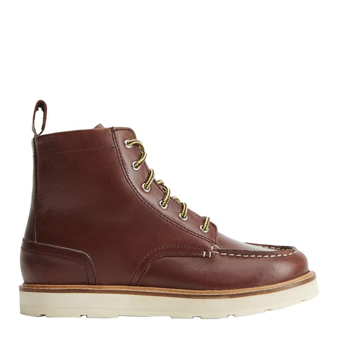 Mango Boy's Brown Contrast Lace-Up Leather Boots