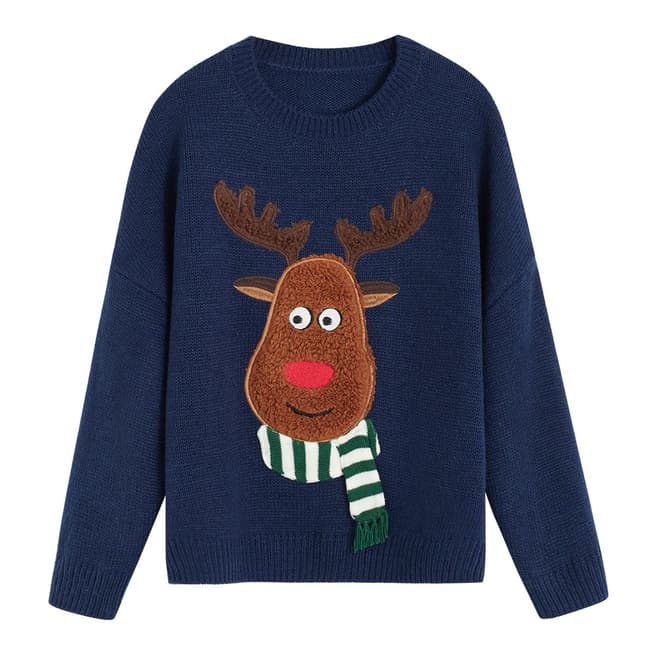 Mango Boy's Blue Christmas Embroidered Sweater