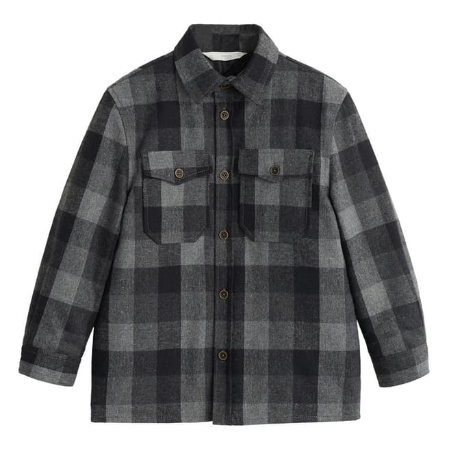 Mango Boy's Grey Check Structured Quilted Jacket