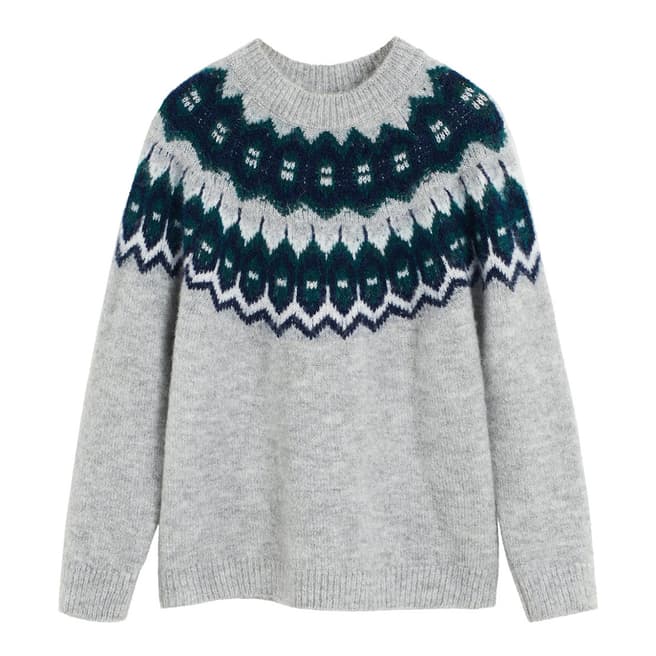 Mango Boy's Grey Jacquard Knitted Sweater