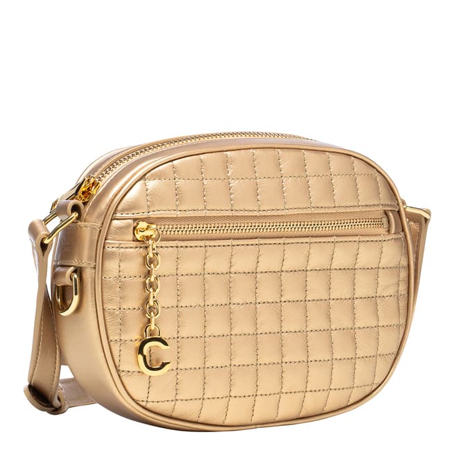 Celine Gold Small C Charm Leather Crossbody Bag