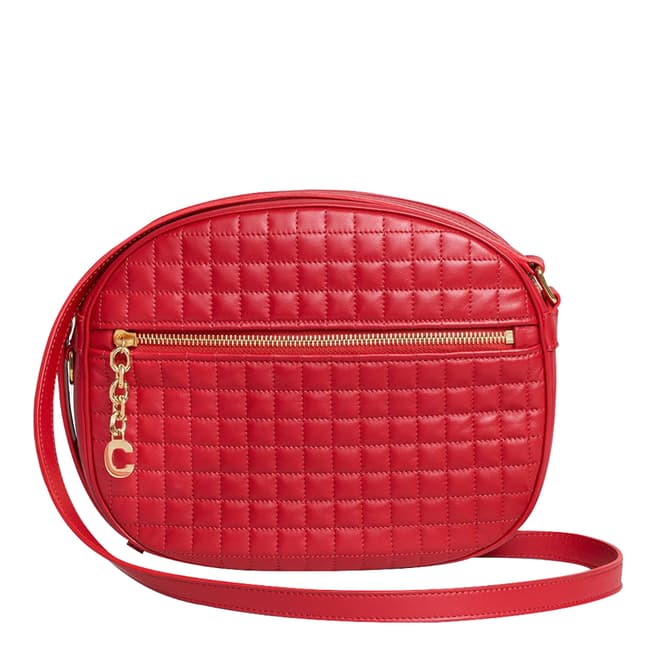 Celine Red Medium C Charm Leather Crossbody Bag 