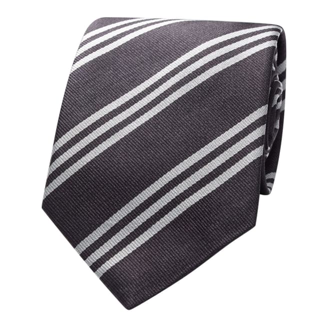 Thomas Pink Grey Triple Stripe Tie