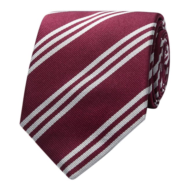 Thomas Pink Burgundy Triple Stripe Tie