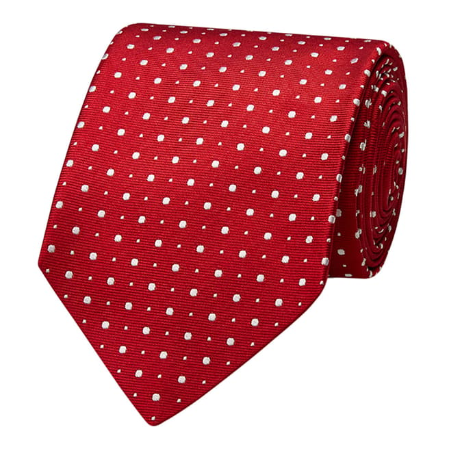 Thomas Pink Red Two Dot Woven Tie