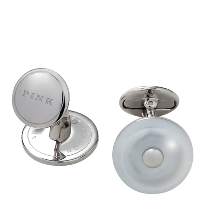 Thomas Pink White Mother of Pearl Disc Cufflinks