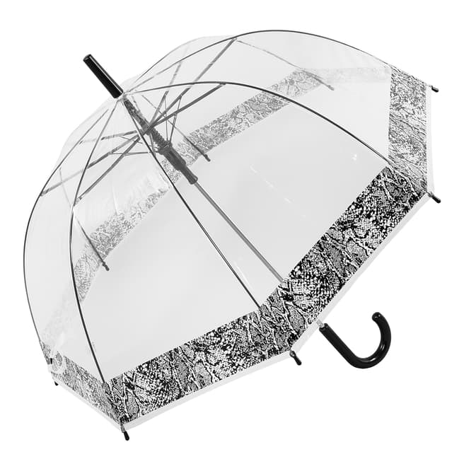 Susino Transparent / Black Snakeskin Border Birdcage Umbrella