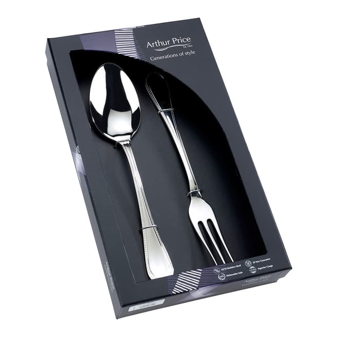 Arthur Price 2 Piece Bead Large Serving Spoon and Fork Set