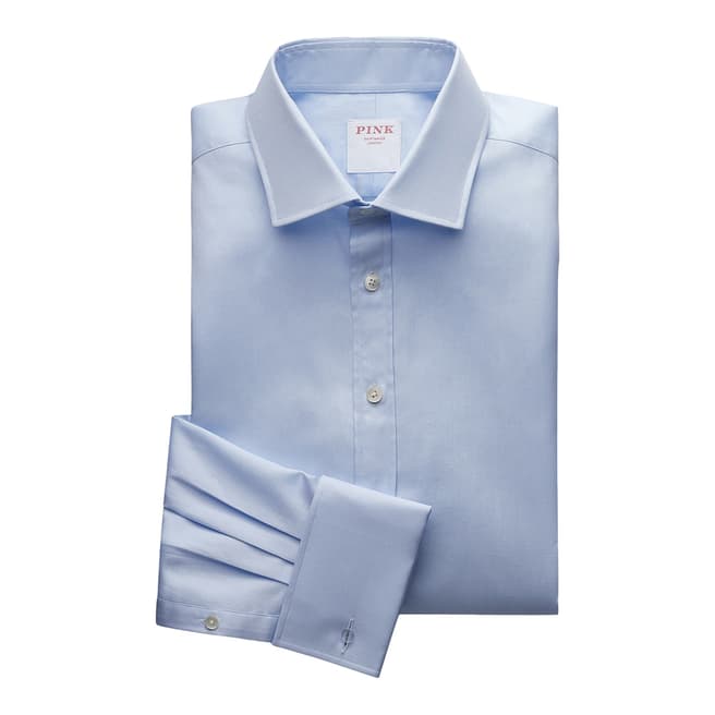 Thomas Pink Blue Royal Oxford Tailored Double Cuff Shirt