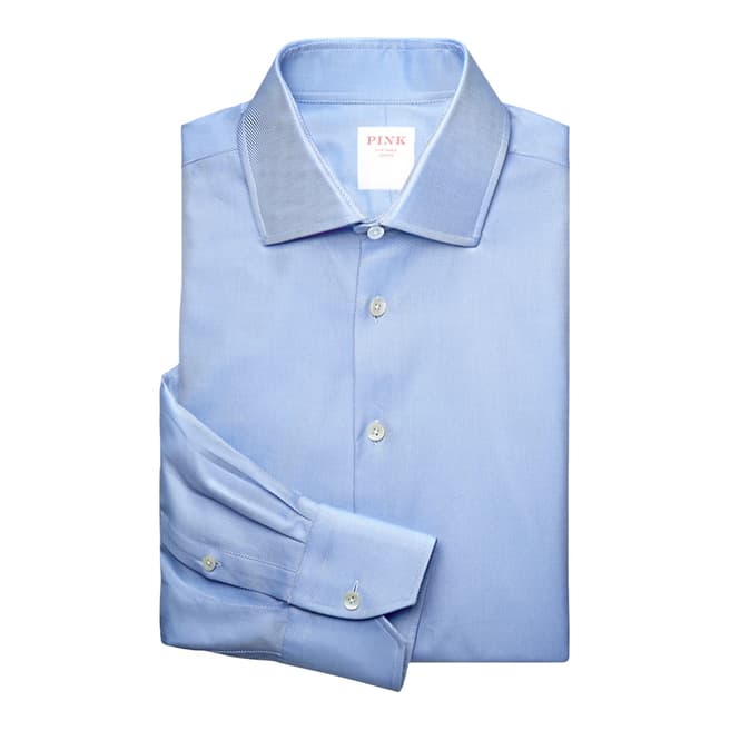 Thomas Pink Blue Royal Twill Classic Button Cuff Shirt