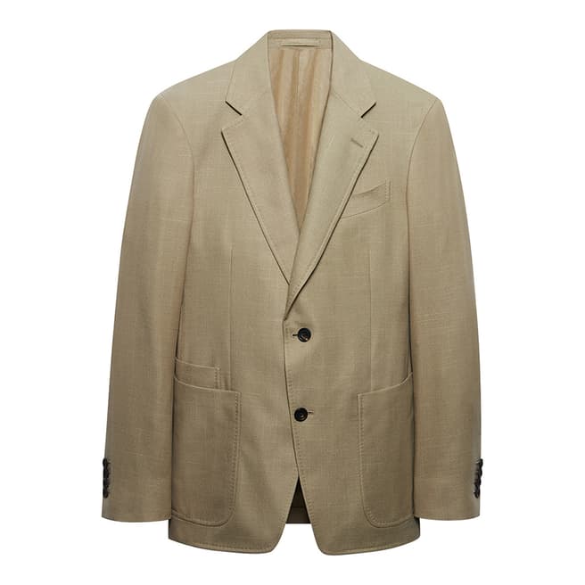 Thomas Pink Beige Textured Cotton Blend Jacket