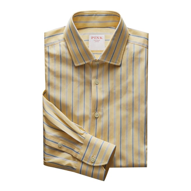 Thomas Pink Yellow Argento Stripe Tailored Fit Shirt
