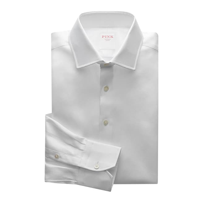 Thomas Pink White Royal Twill Classic Button Cuff Shirt