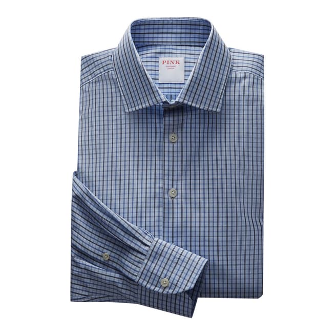 Thomas Pink Blue Ramses Check Tailored Fit Shirt