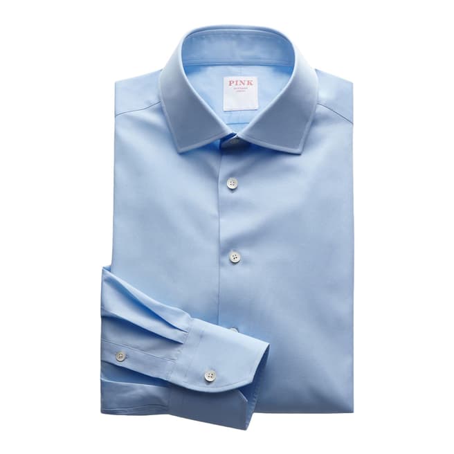 Thomas Pink Blue Core Poplin Classic Button Cuff Shirt