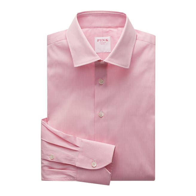 Thomas Pink Pink Micro Check Athletic Fit Stretch Shirt