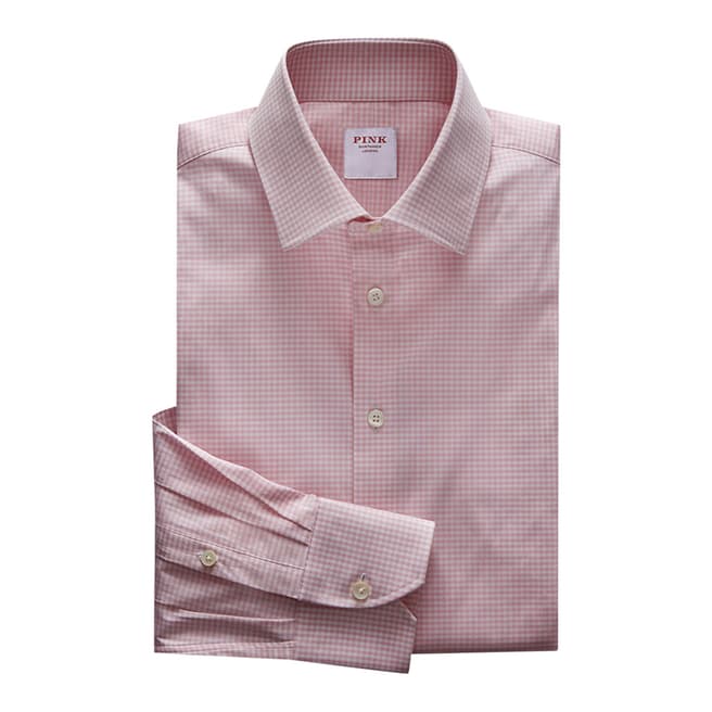 Thomas Pink Pink Check Athletic Fit Stretch Shirt