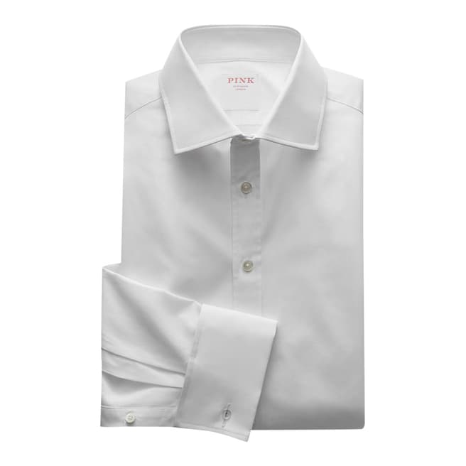 Thomas Pink White Core Poplin Classic Fit Double Cuff Shirt