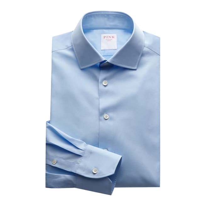 Thomas Pink Blue Core Poplin Tailored Button Cuff Shirt