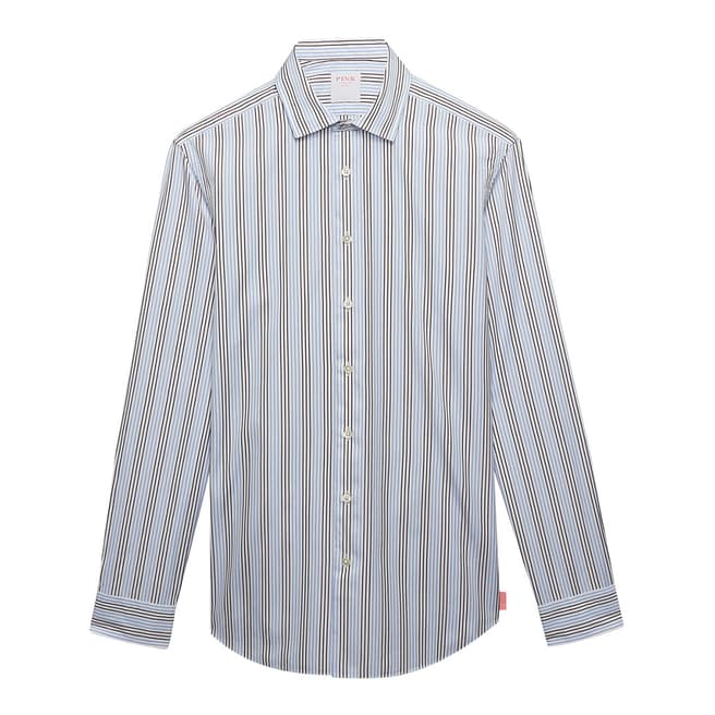 Thomas Pink Blue Stripe Slim Fit Poplin Shirt