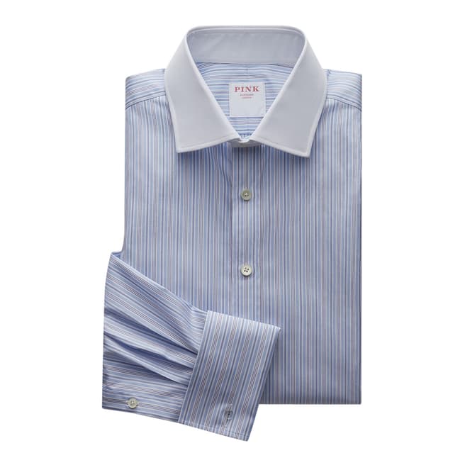 Thomas Pink Blue Supraluxe Stripe Classic Fit Shirt