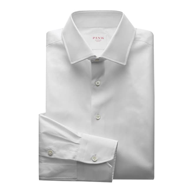 Thomas Pink White Core Poplin Tailored Button Cuff Shirt