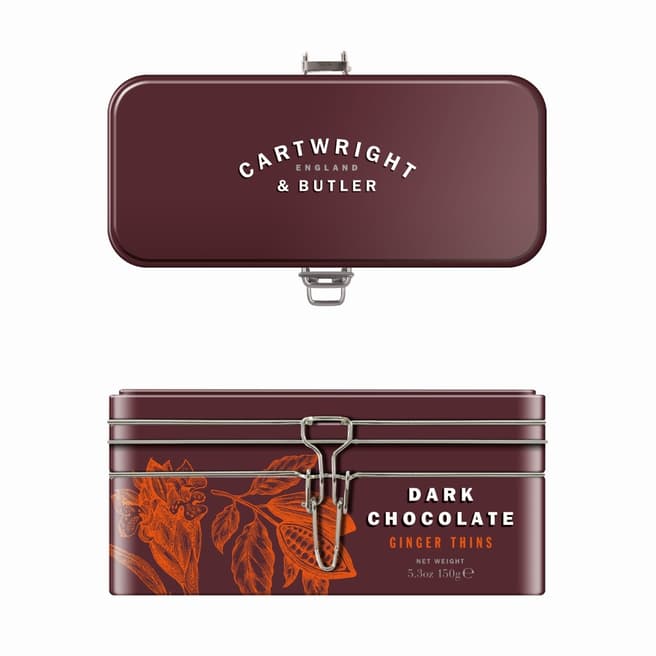 Cartwright & Butler Dark Chocolate Ginger Thins in Treasure Chest Tin