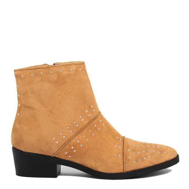 Bluetag Beige Suede Cam Ankle Boot
