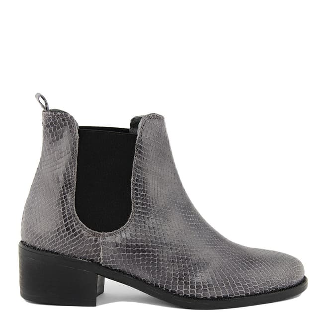 Bluetag Grey Leather Vipera Ankle Boot