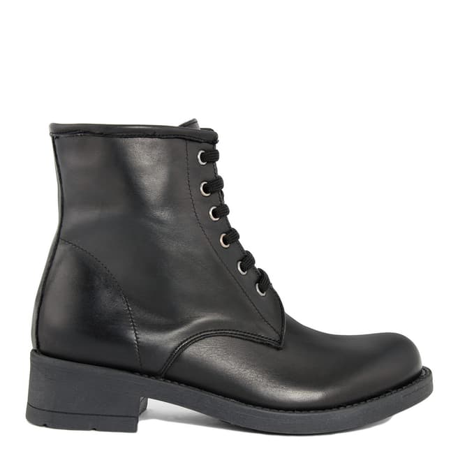 Bluetag Black Leather Vit Ankle Boot