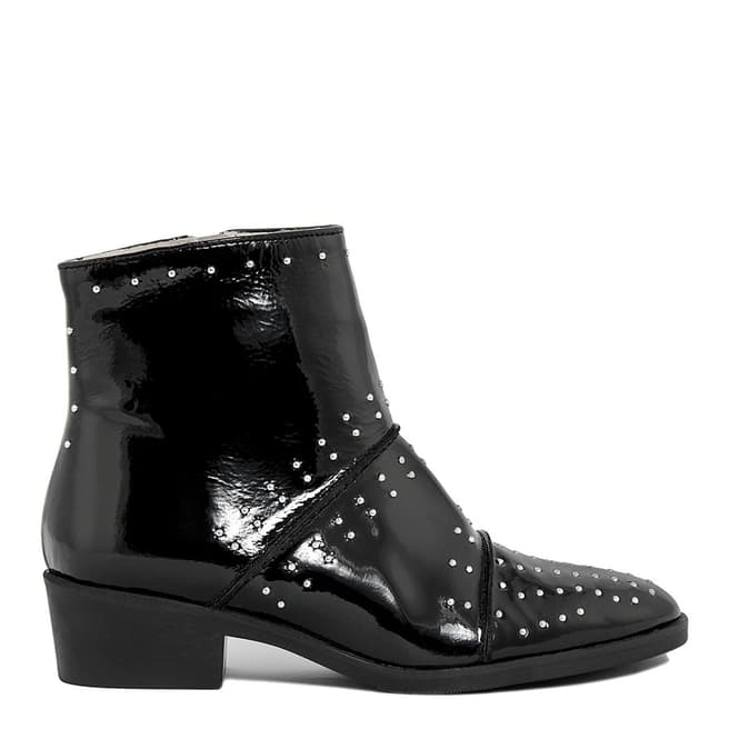 Bluetag Black Varnish Leather Ankle Boot