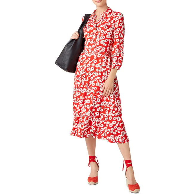 Hobbs London Red Floral Frederica Dress