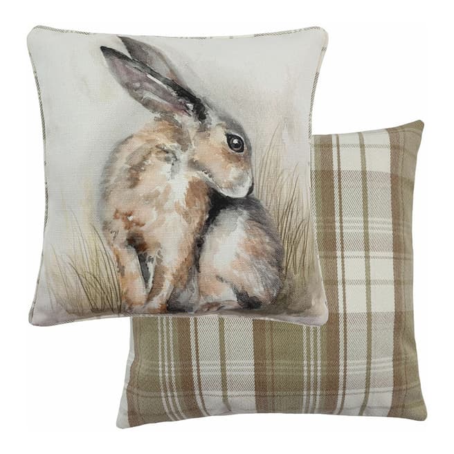 Evans Lichfield Watercolour Hare Filled Cushion, 43x43cm