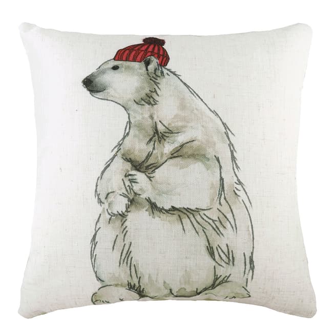 Evans Lichfield Polar Bear With Hat Filled Cushion, 43x33cm