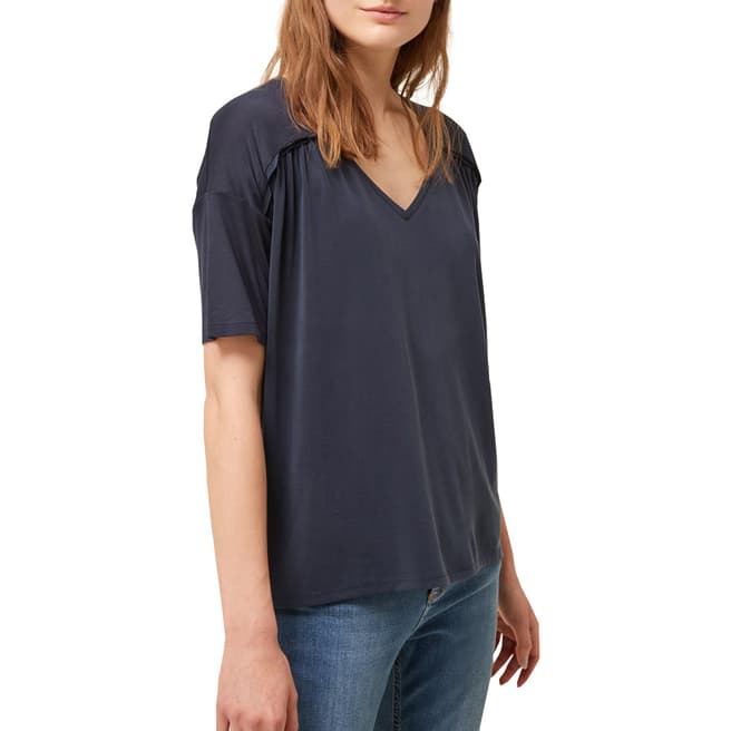 Great Plains Navy Leah Jersey Slouch V Neck T-shirt