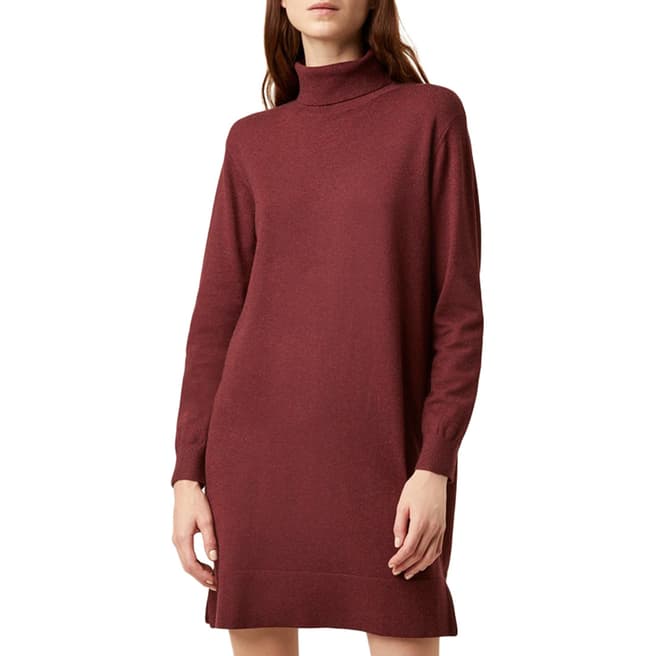 Great Plains Red Moselle Knits Roll Neck Dress