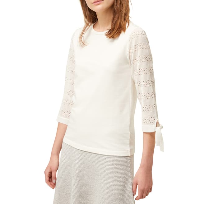 Great Plains White Monmarte Jersey Lace Sleeve Top