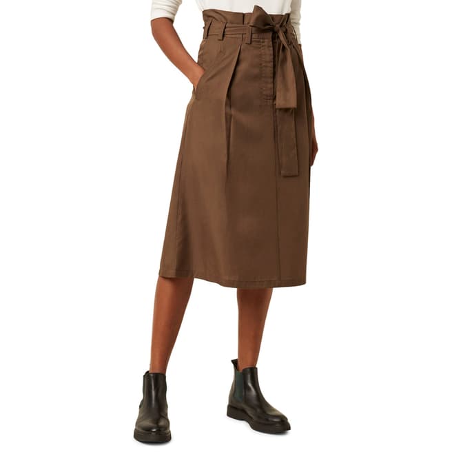 Great Plains Dark Olive Beau Belted Midi Skirt