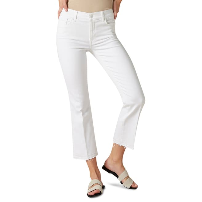7 For All Mankind White Unrolled Bootcut Stretch Jeans