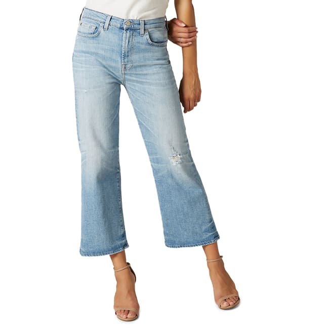 7 For All Mankind Blue Alexa Wide Crop Stretch Jeans