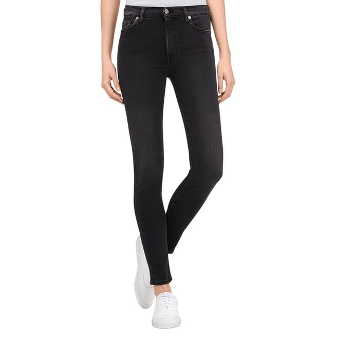 7 For All Mankind Black Skinny High Waisted Stretch Jeans