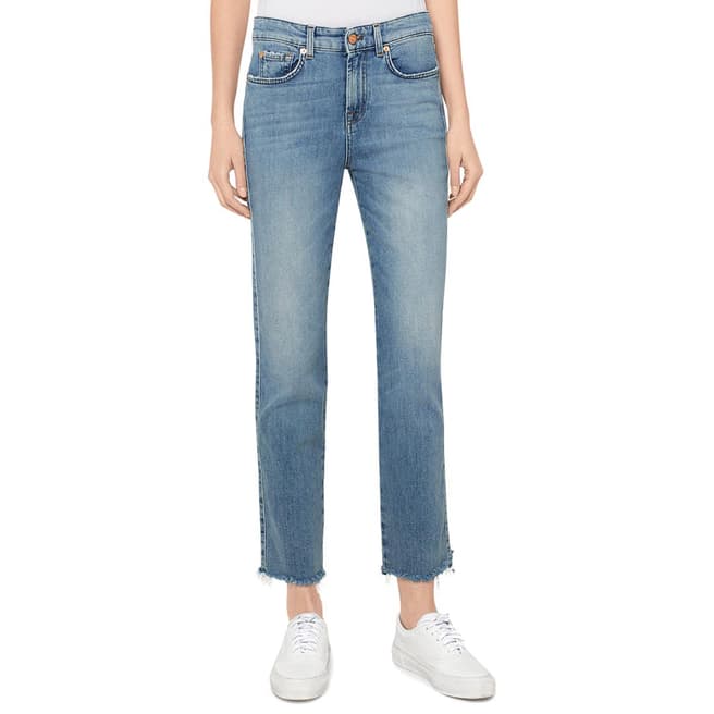 7 For All Mankind Blue Erin Straight Stretch Jeans