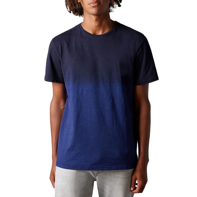 7 For All Mankind Dark Blue Slub Fade Cotton T-Shirt