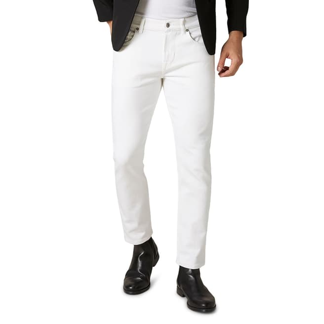 7 For All Mankind White Slimmy Tapered Stretch Jeans