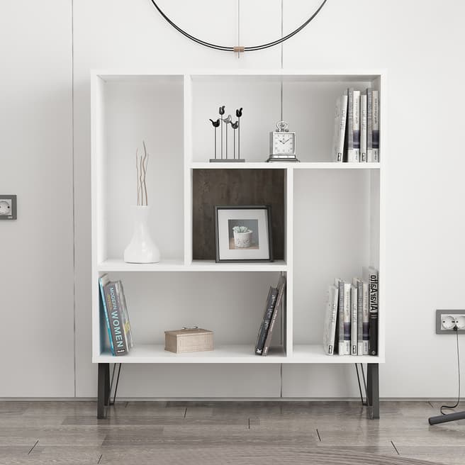 Decortie Arven Bookcase-  White/Dark Coffee