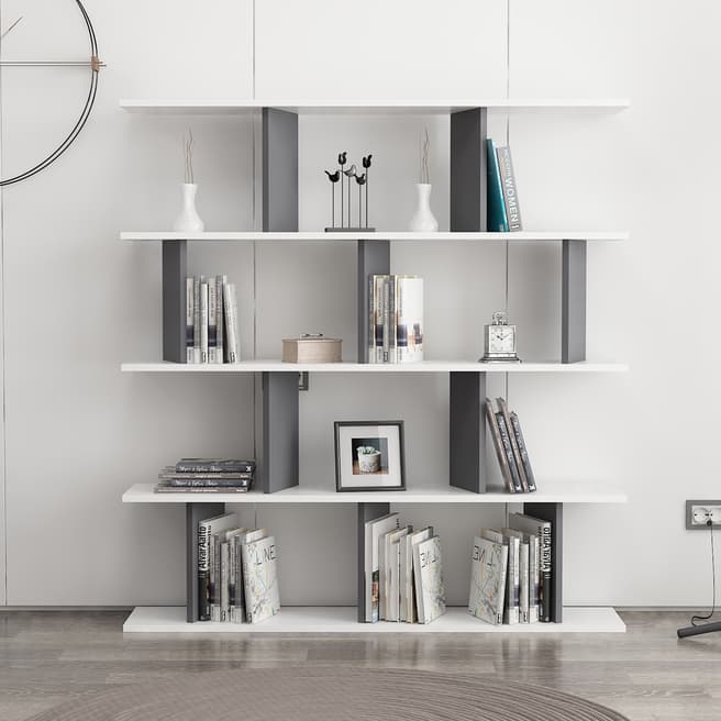 Decortie Jorin Bookcase- White/Anthracite