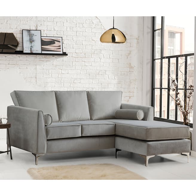 The Great Sofa Company The Icon 3 Seater Right Hand Chaise, Velvet Grey