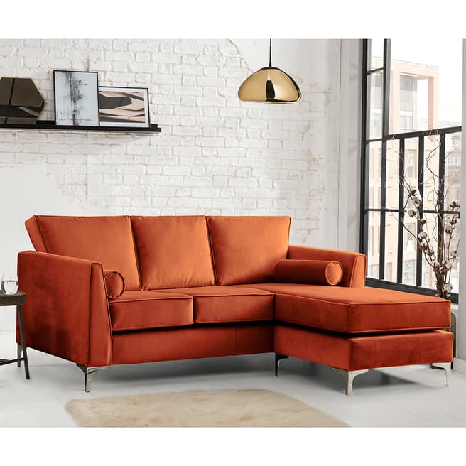 The Great Sofa Company The Icon 3 Seater Right Hand Chaise, Velvet Apricot