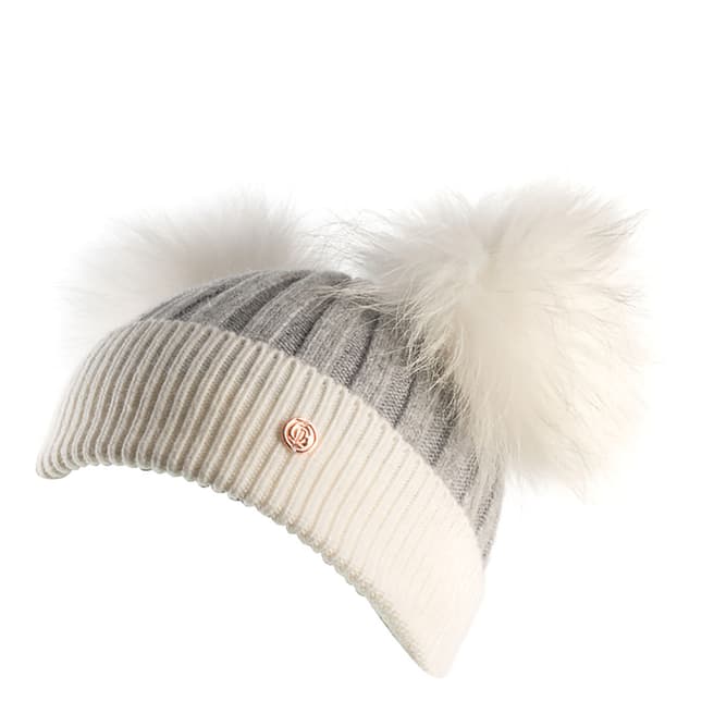 Look Like Cool Kids Grey/White Pom Pom Beanie Hat
