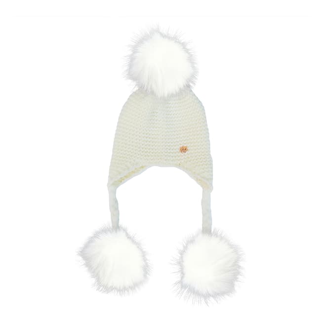 Look Like Cool Kids White Hat with White Pom Poms
